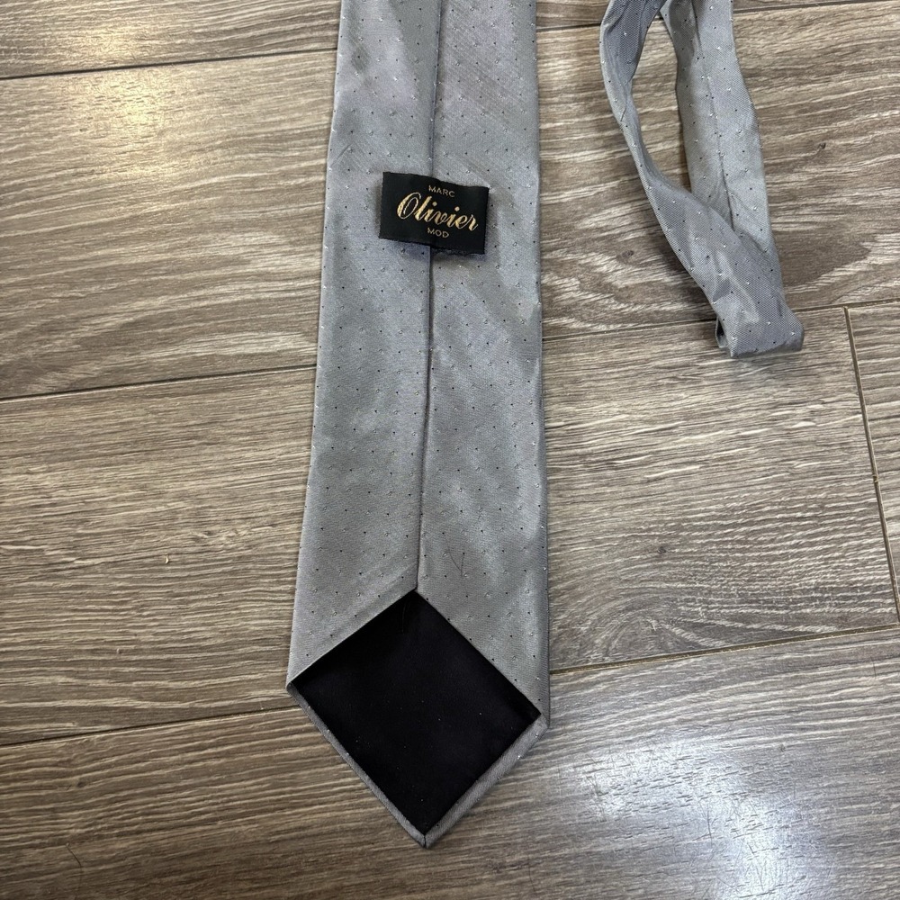Marc Olivier Mod Mens Tie Classic Necktie‎ Gray Vintage Canadian Designer - Picture 3 of 7